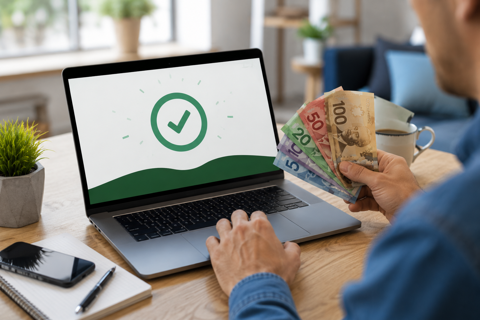Fonds reçus dans le compte après approbation